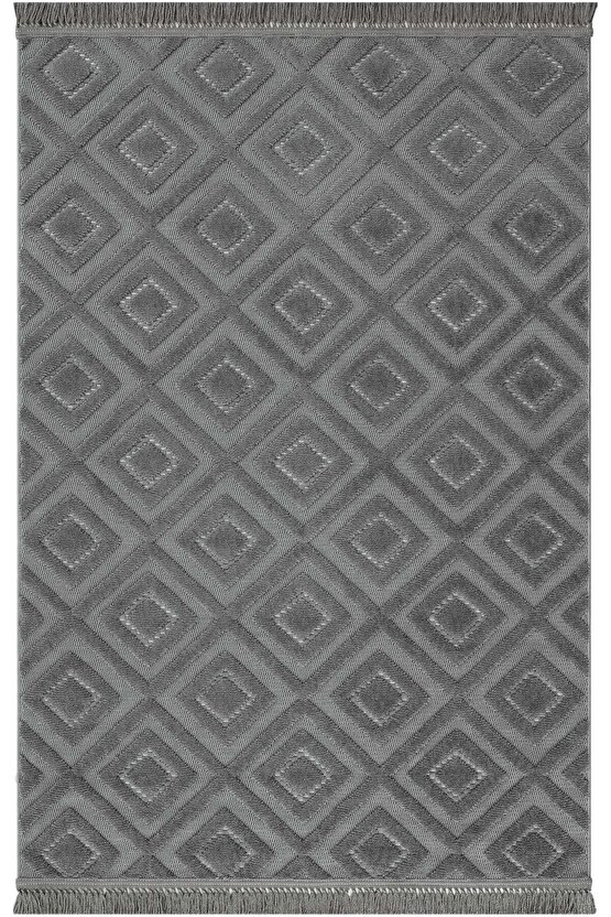 Dizayn Kaymaz Taban Koridor Halısı Kesme Yolluk Mutfak Halısı Modern Salon Halısı 1089 ANTRASİT