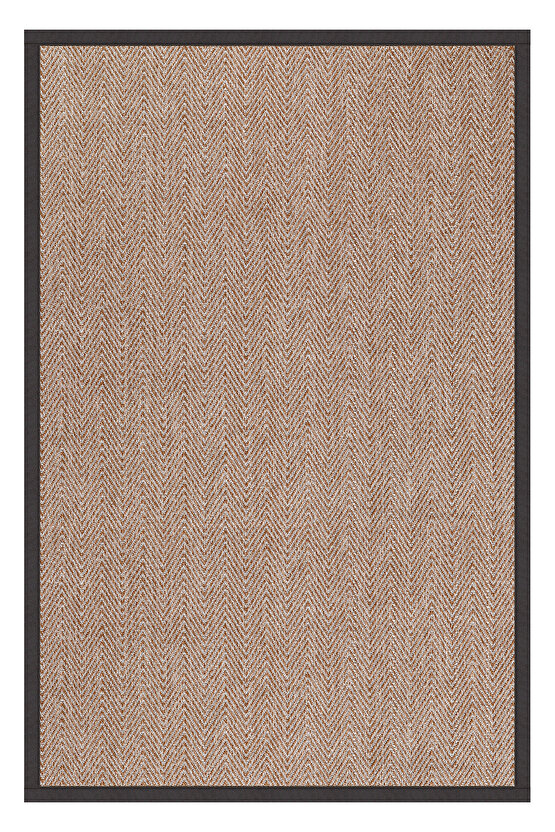 0408-Antrasit Kumaş Bordür Sisal Halı Kilim Hav Toz Vermez Kolay Temizlenen Hasır Kilim