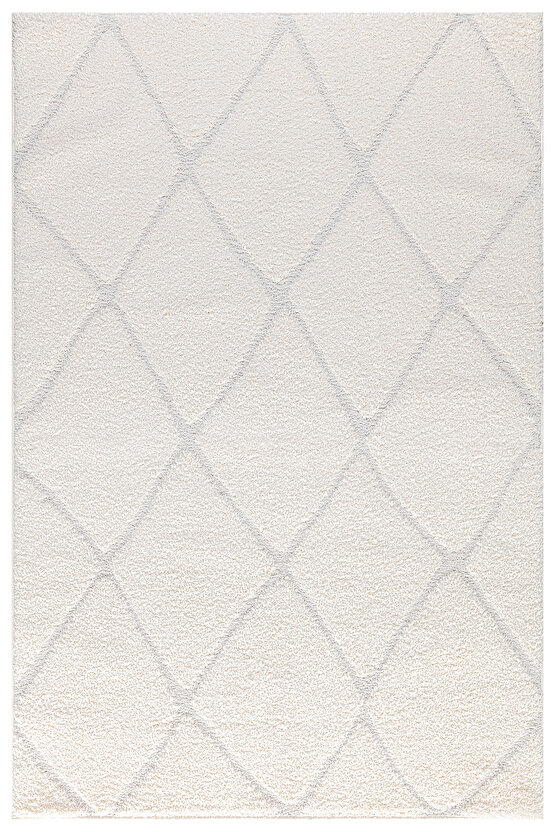 MACRO B109 Beyaz Kolay Kullanım Hav Toz Vermez Yumuşak Dokulu Uzun Tüylü Modern Shaggy Halı