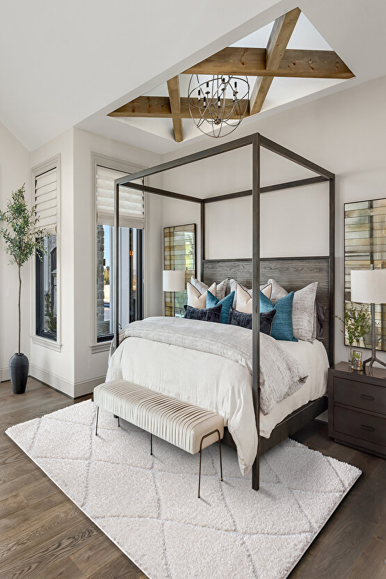 MACRO B109 Beyaz Kolay Kullanım Hav Toz Vermez Yumuşak Dokulu Uzun Tüylü Modern Shaggy Halı