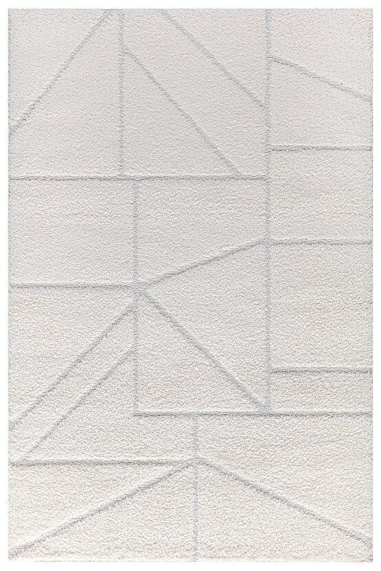 MACRO B109 Beyaz Kolay Kullanım Hav Toz Vermez Yumuşak Dokulu Uzun Tüylü Modern Shaggy Halı