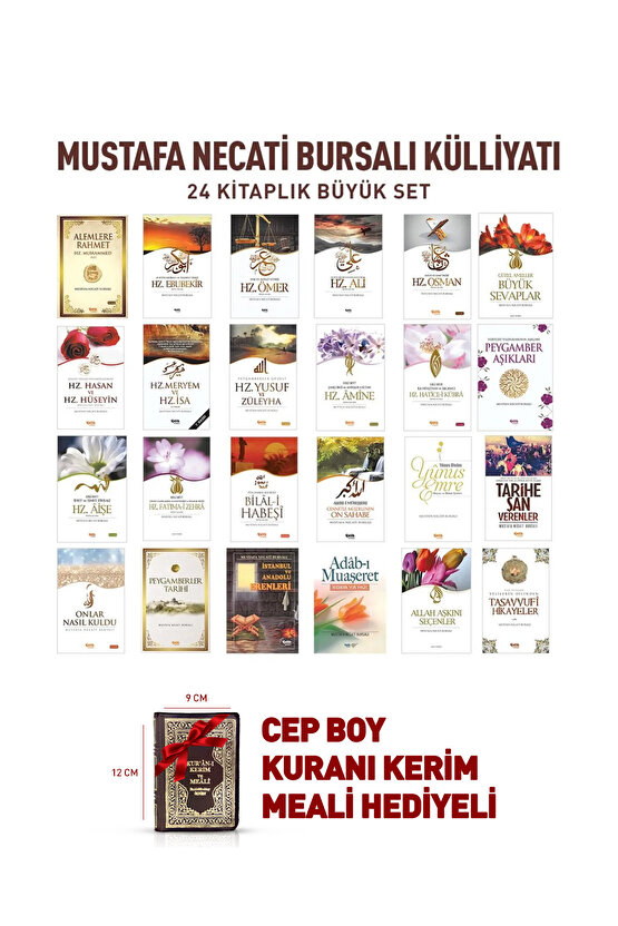 Mustafa Necati Bursalı - 24 Kitaplık Seti - Cep Boy Kuranı Kerim Meali Hediyeli
