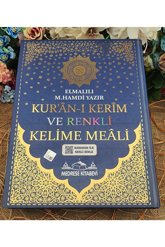 Kuranı Kerim 8 Özellikli Türkçe Satırarası Kelime Meali Cami Boy 25x34 Lacivert Renk Sesli Dinleme