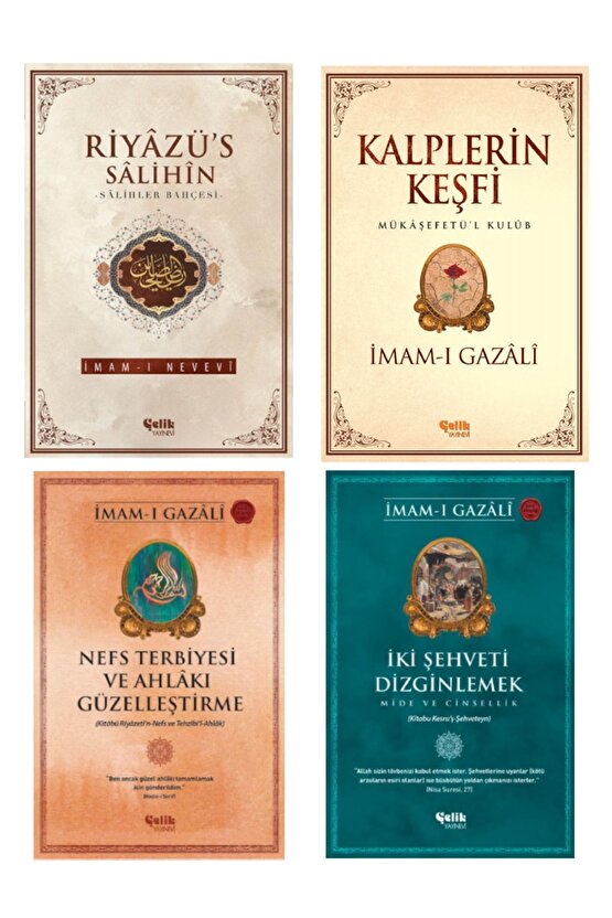 Imam-ı Gazali Seti Kalplerin Keşfi-nefs Terbiyesi-riyazüs Salihin-iki Şehveti Dizginlemek 4lü Set