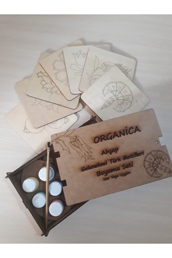 Ahşap Geleneksel Türk Motifleri Beceri Geliştiren Boyama Seti