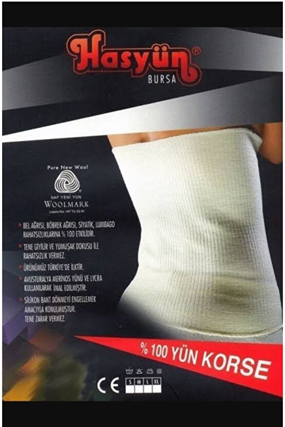 Modatime %100 Yün Silikonlu Bel Korsesi Romatizma Menisküs Bel Fıtığı Korsesi