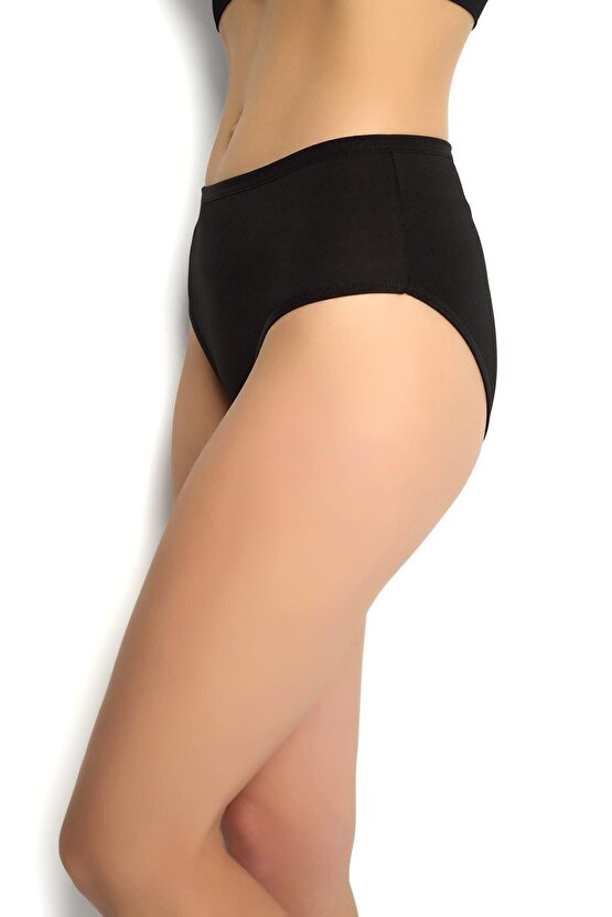 6 lı Kadın Siyah Pamuklu Bikini Külot 652