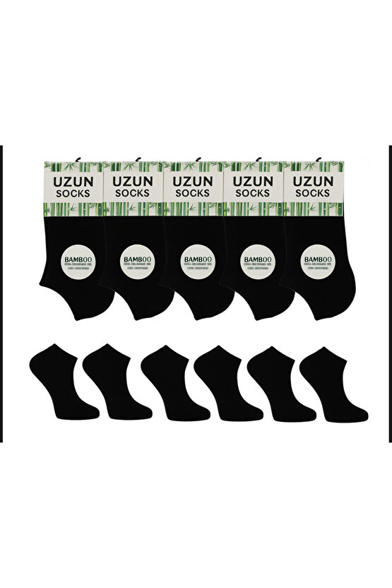 Erkek Siyah Bambu Dikissiz Patik  6 Adet