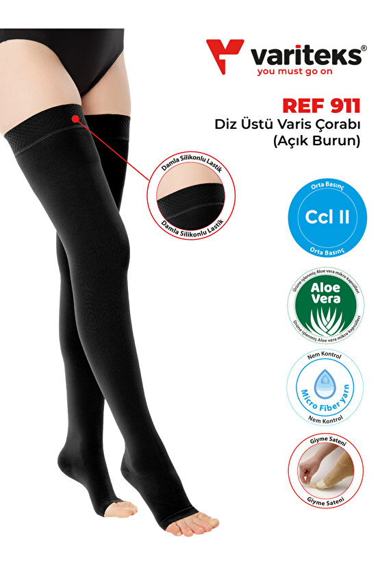 REF 911 Diz Üstü Çorabı (Açık Burun)