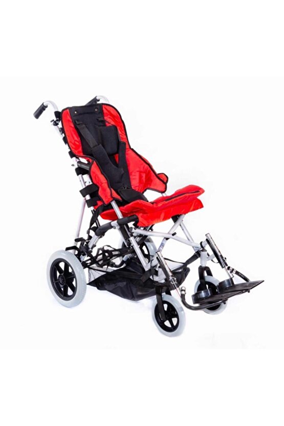 Pediatrik Baston Puset Kırmızı|Alüminyum Şase,Katlanır Kasa,Quick Release Teker DM-BOSS