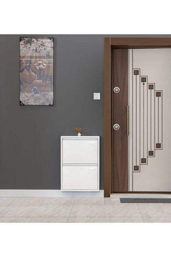 2’li Metal Ayakkabılık (Beyaz) | Kolay Kurulum, Dayanıklı Yapı