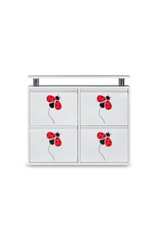 2+2 Metal Ayakkabılık (Beyaz- Uğurböceği) | Kullanışlı, Sağlam ve Şık