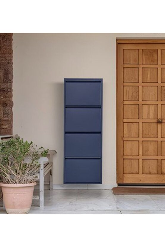 4’lü Metal Ayakkabılık (Antrasit) | Modern Tasarım ve Geniş İç Hacim