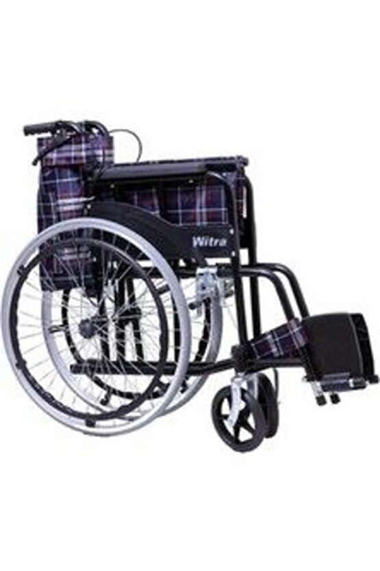 Emek Sağlık Witra Ekose Desenli Kumaş Frenli Ekonomik Manuel Tekerlekli Sandalye