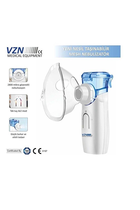 Vzn Yeni Nesil Şarj Edilebilir Tasinilabilir Mesh Nebulizator Cihazı