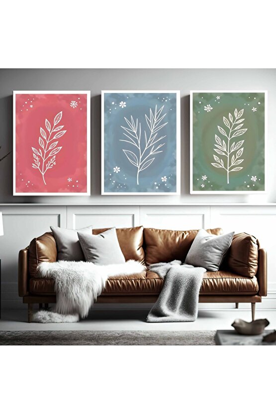 Matisse - Boho - Art Deco - Soyut - Doğa ( 3 lü Çerçevesiz ) Poster - Afiş - Tablo KR2C01043