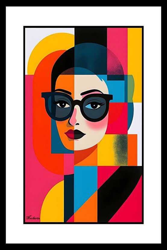 Gözlüklü Kadın Digital Art ( ÇERÇEVESİZ - ÇERÇEVE YOKTUR ) ( ULTRA HD ) FOLYO AFİŞ - POSTER