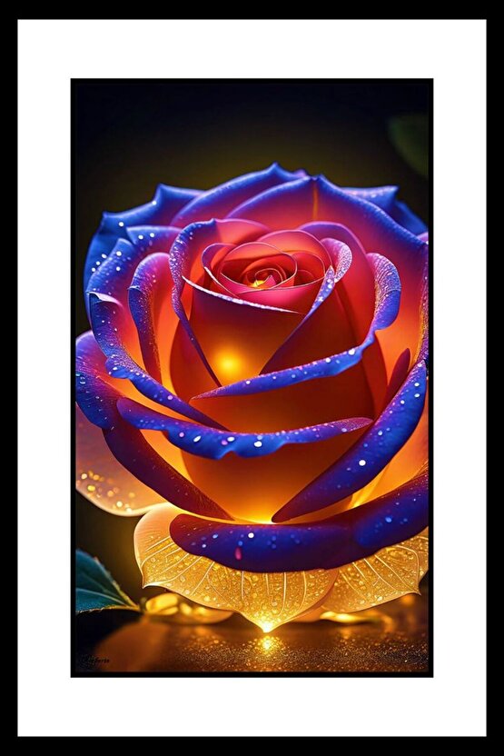 Parıldayan Gül Digital Art ( ÇERÇEVESİZ - ÇERÇEVE YOKTUR ) ( ULTRA HD ) FOLYO AFİŞ - POSTER