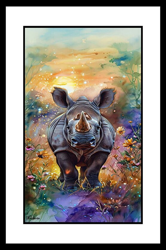 Yavru Gergedan Digital Art ( ÇERÇEVESİZ - ÇERÇEVE YOKTUR ) ( ULTRA HD ) FOLYO AFİŞ - POSTER