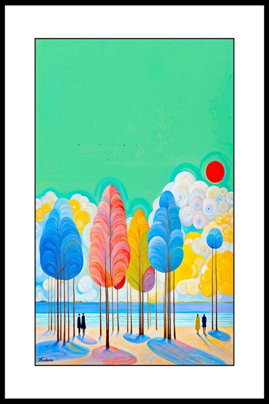 Renkli Ağaçlar Digital Art ( ÇERÇEVESİZ - ÇERÇEVE YOKTUR ) ( ULTRA HD ) FOLYO AFİŞ - POSTER