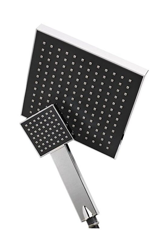 Duş Başlığı Kare Tasarım Tepeleme ve El Duş Başlığı Krom Banyo Duş Seti