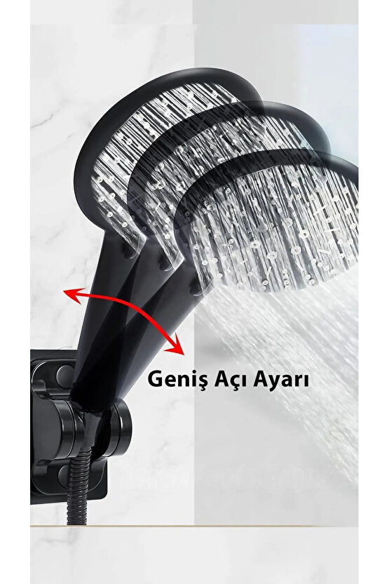 Duş Başlığı Tutucu Ayarlanabilir 120 Derece Oynar Güçlü Yapışkanlı Suya Dayanıklı El Duşu Tutucu Siy