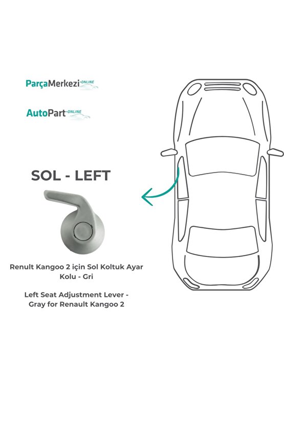 Renult Kangoo 2 için Sol Koltuk Ayar Kolu - Gri