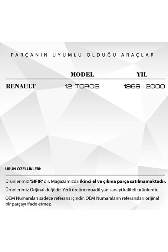 Renault 12 Toros Için Motor Yağı Ölçüm Çubuğu