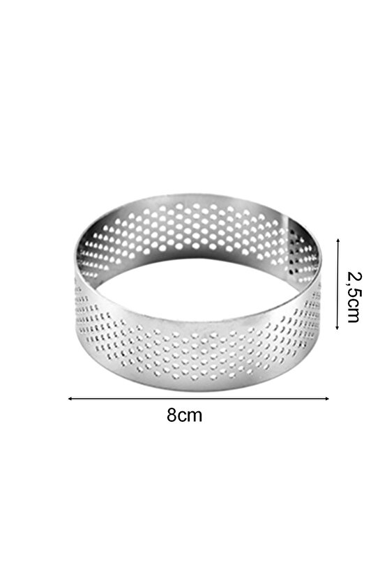 Narkalıp Yuvarlak Delikli Tart Kalıbı Çap 8cm Derinlik 2,5cm 4 Lü