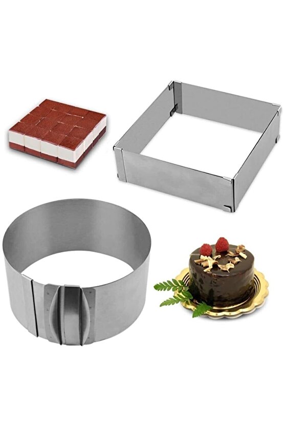 Narkalıp Kek Kalıbı Kare, Yuvarlak Ve Destere 3 Lü Set Derinlik 10cm