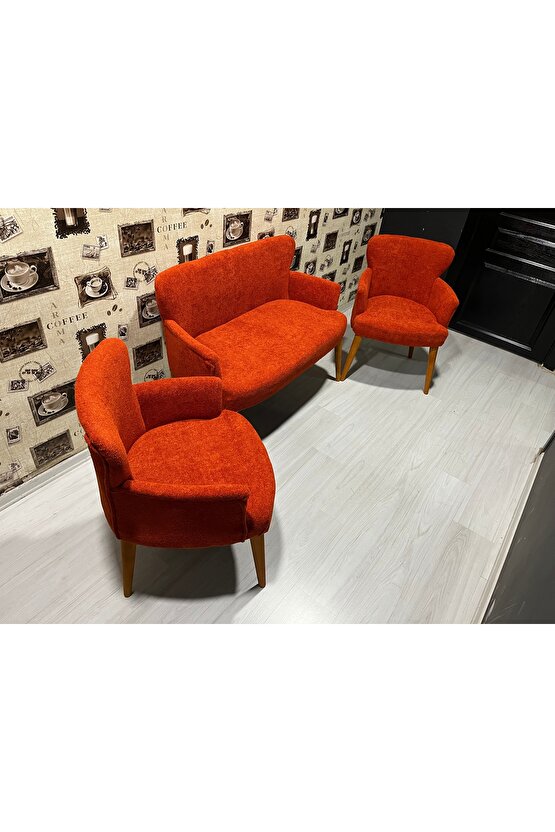 Nev elizzan çay seti turuncu berjer koltuk tekımı 2 1 1