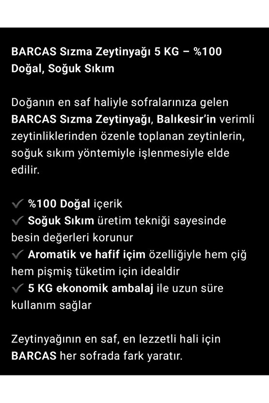 5 LT %100 DOĞAL SOĞUK SIKIM SIZMA ZEYTİNYAĞ