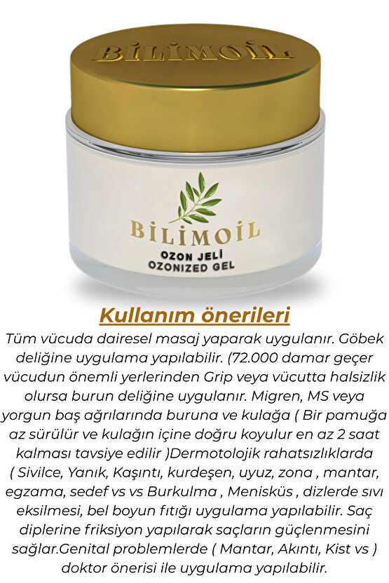 Yüksek Enerjili Jel formunda Tetra Ozon yağı saç, cilt ve vücut bakımı için 50 ml