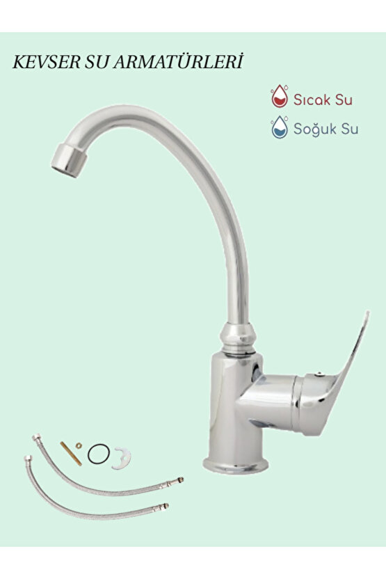 KEVSER SU ARMATÜRÜ Mutfak&Lavabo Bataryası Lüx İnce Boru