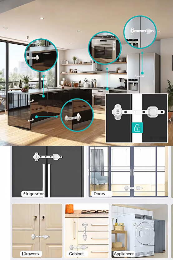 - Numaratör Şifreli Çok Amaçlı Esnek Dolap ve Çekmece Kilidi