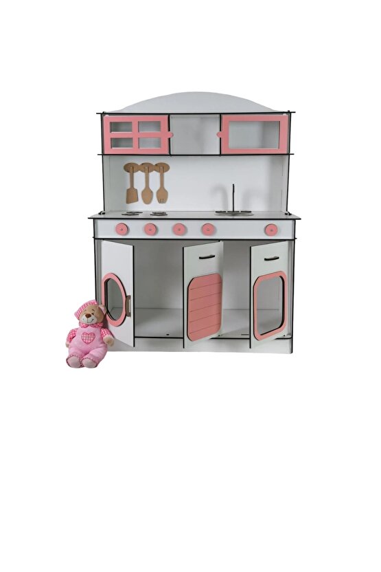 Montessori Ahşap Oyuncak Mutfak– 6mm Kalın MDF, Dayanıklı ve Şık Tasarım, Eğitici Çocuk Oyun Mutfağı