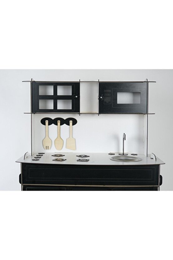 3 Kapaklı Ahşap Oyuncak Mutfak