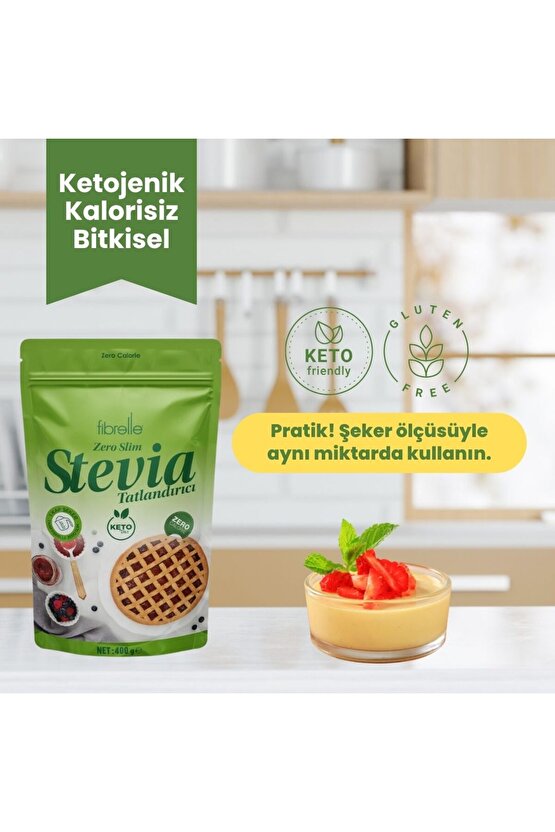 Zero Slim Stevia 400 G Toz Tatlandırıcı  Ketojenik  Sıfır Kalori 