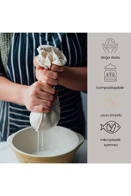 Çok Amaçlı Süzme Kesesi - Süt Bezi - Yoğurt - Peynir - Sebze - Süzme Torbası - (M BEDEN 25X30 CM)