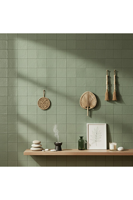 Aura Small Boy Palmiye Yaprağı Duvar Süsü, Japon Yelpazesi Bohem Stil Dekorasyon, 26 x 18 cm