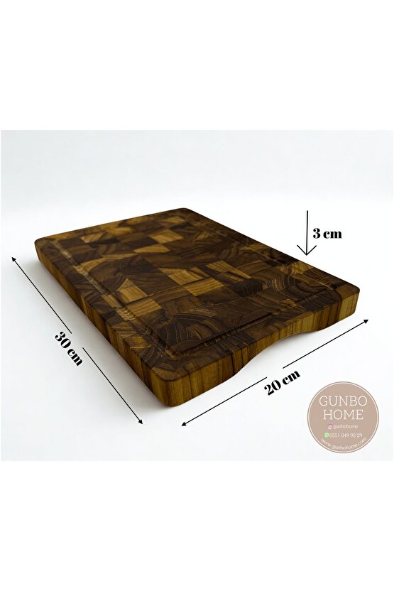 Tik Chef Kesme Tahtası Medium Boy ENDGRAIN 30×20×3 cm Masif Ahşap Doğrama tahtası Sunum Tahtası