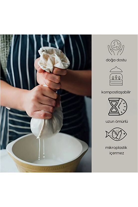 25x30 cm 10 Adet Organik Pamuk Süzme Kesesi Süt Bezi Çok Amaçlı Kese Süt Bezi Yoğurt Peynir