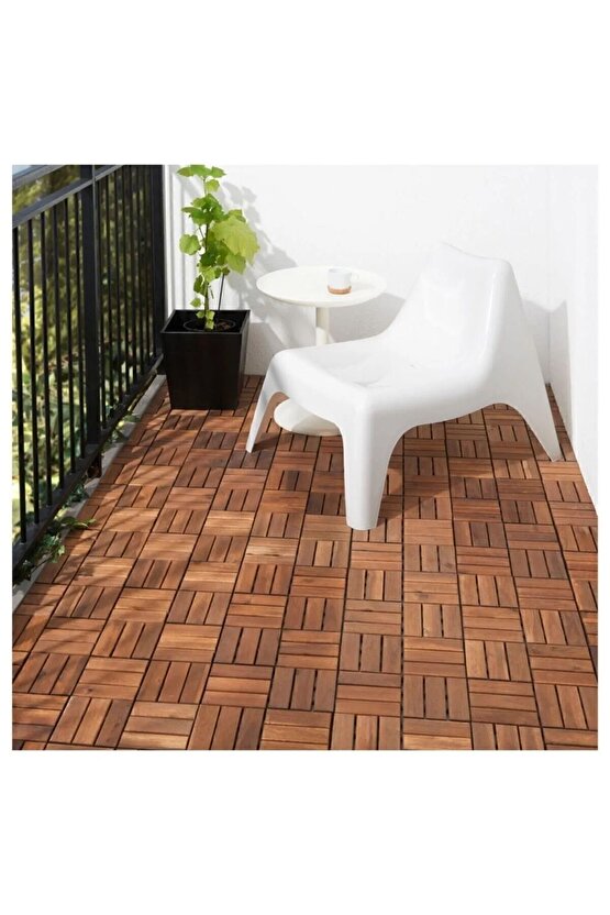 1 Adet 30x30 Cm Parke Balkon Teras Yer Döşemesi Masif Sorelis Akasya Kahverengi 1 Adet