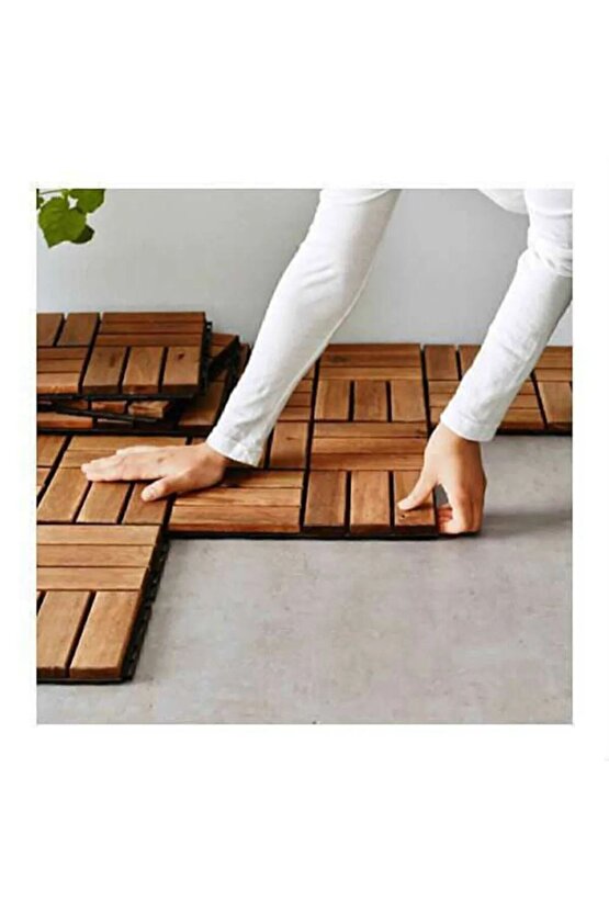 1 Adet 30x30 Cm Parke Balkon Teras Yer Döşemesi Masif Sorelis Akasya Kahverengi 1 Adet