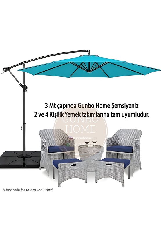 3 Mt 8 Kaburga Full Demir 21 Kg TURKUAZ Bahçe Şemsiyesi Full Set Havuz Şemsiyesi Büyük Şemsiye