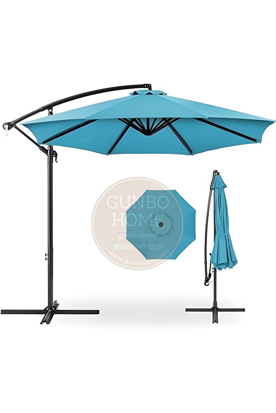 3 Mt 8 Kaburga Full Demir 21 Kg TURKUAZ Bahçe Şemsiyesi Full Set Havuz Şemsiyesi Büyük Şemsiye