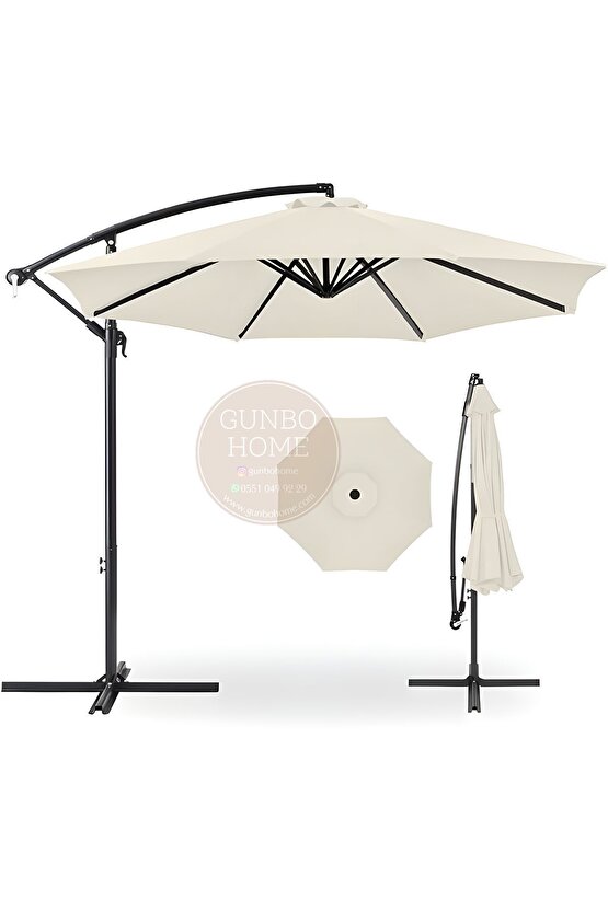 3 Mt 8 Kaburga Full Demir 21 Kg EKRU Bahçe Şemsiyesi Full Set Havuz Şemsiyesi Büyük Şemsiye