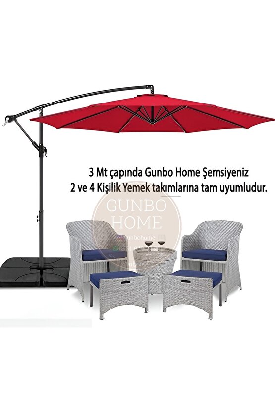 3 Mt 8 Kaburga Full Demir 21 Kg KIRMIZI Bahçe Şemsiyesi