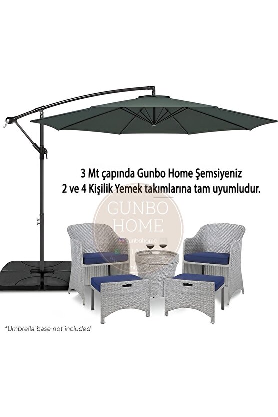 3 Mt 8 Kaburga Full Demir 21 Kg Antrasit Bahçe Şemsiyesi