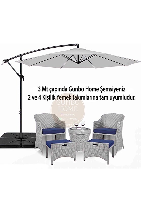 3 Mt 8 Kaburga Full Demir 21 Kg Gri Bahçe Şemsiyesi Full Set Havuz Şemsiyesi Büyük Şemsiye